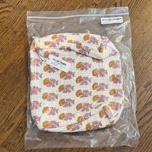 Pink Chicken Blue and White Floral Fabric Bag